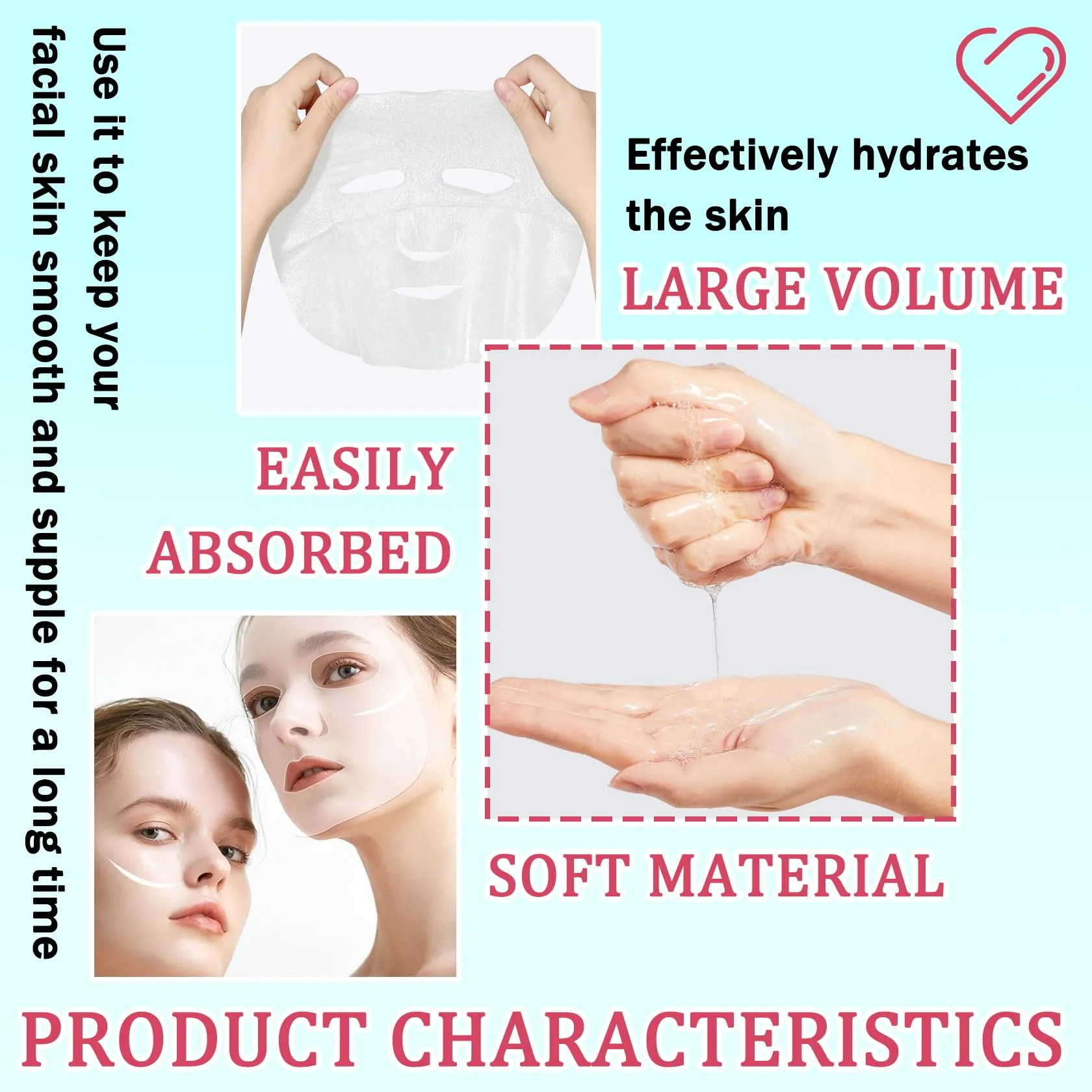 10PCS Face Sheet Mask Skin Care,Hydrating Face Sheets Masks Bulk Gift Set,Moisturizing Long-lasting Sheet Face Masks Skincare for Women,Facial Sheet Mask for All Skin Types