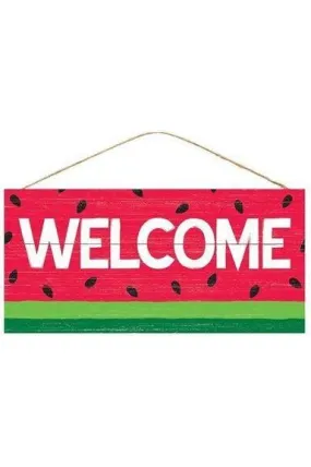 12" Wooden Sign: Welcome/Watermelon