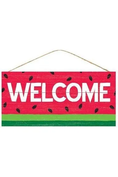 12" Wooden Sign: Welcome/Watermelon
