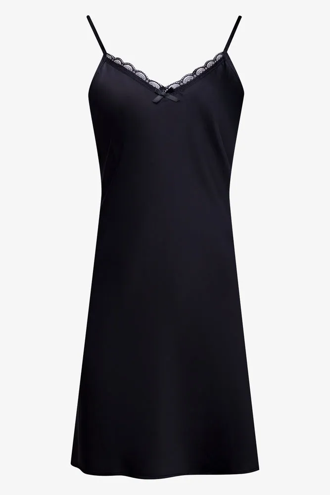 2 Pack Satin Chemise Black