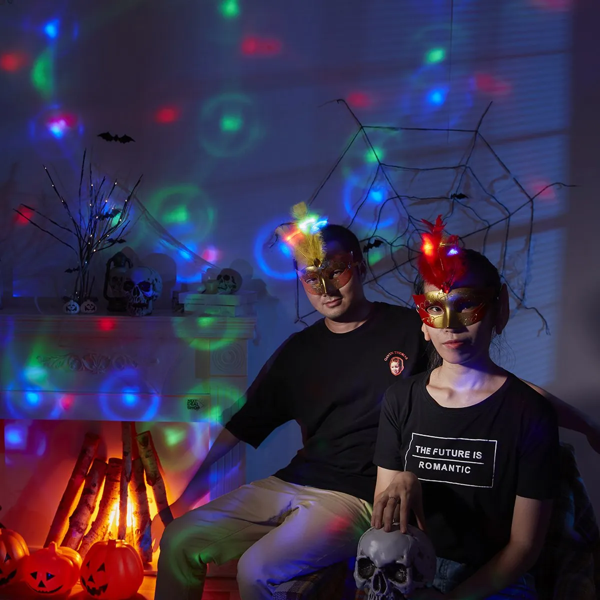 4 Pcs Halloween Feathered LED Masks