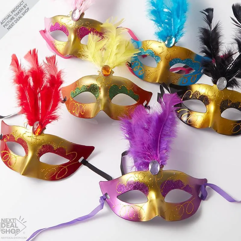 4 Pcs Halloween Feathered LED Masks