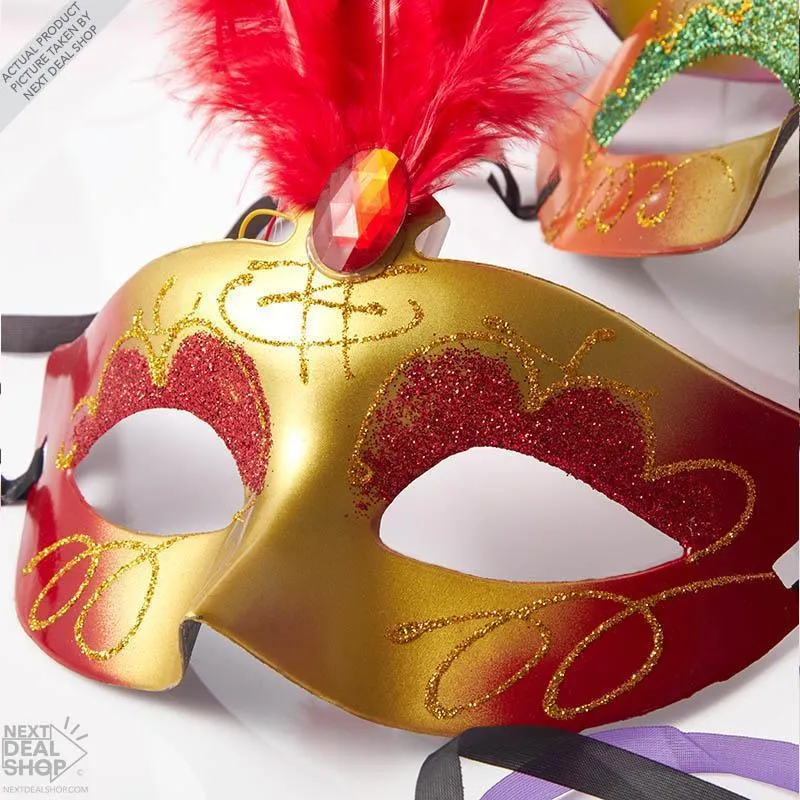 4 Pcs Halloween Feathered LED Masks