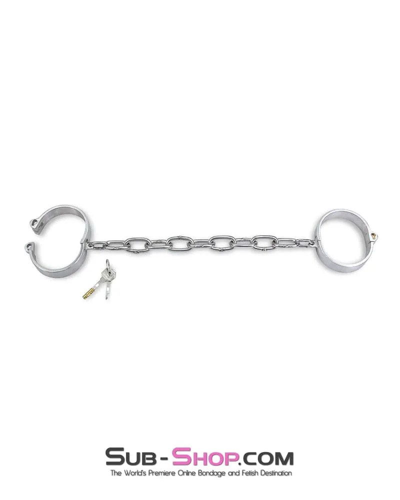 7808M-SIS      Captive Sissy Bondage Slave Chromed Steel Ankle Cuffs, Small / Medium