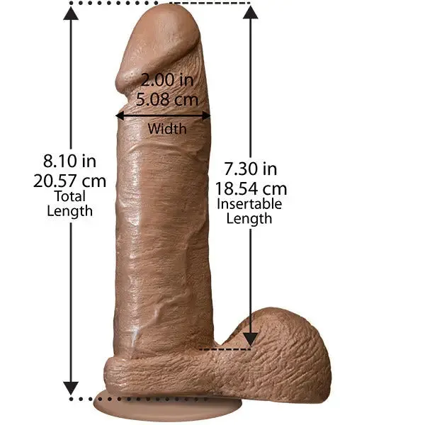 8-inch Doc Johnson Flesh Brown Realistic Dildo with Suction Cup