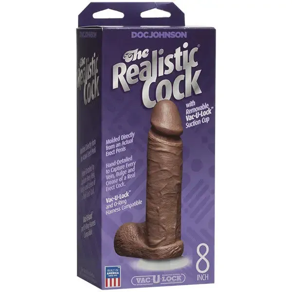 8-inch Doc Johnson Flesh Brown Realistic Dildo with Suction Cup