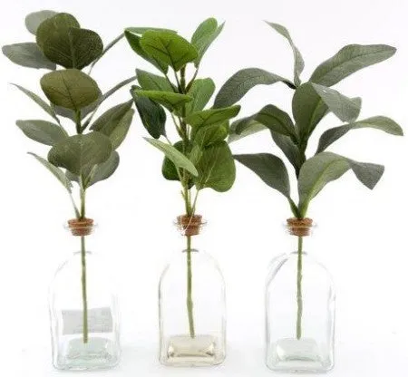 Artificial Foliage Sprays in Clear Glass Bottles (Pack of 3)