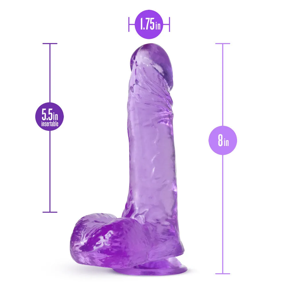 B Yours Plus By Blush® | Ram N’ Jam Realistic Purple 8-Inch Long Dildo With Balls & Suction Cup Base