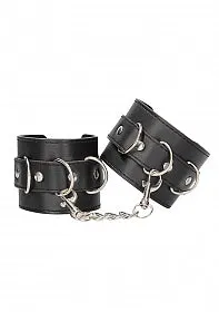 Black & White Bonded Leather Wrist or Ankle Cuffs