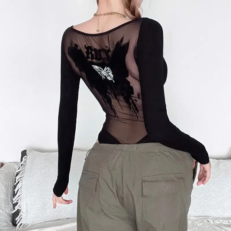Black Butterfly Lace Bodysuit