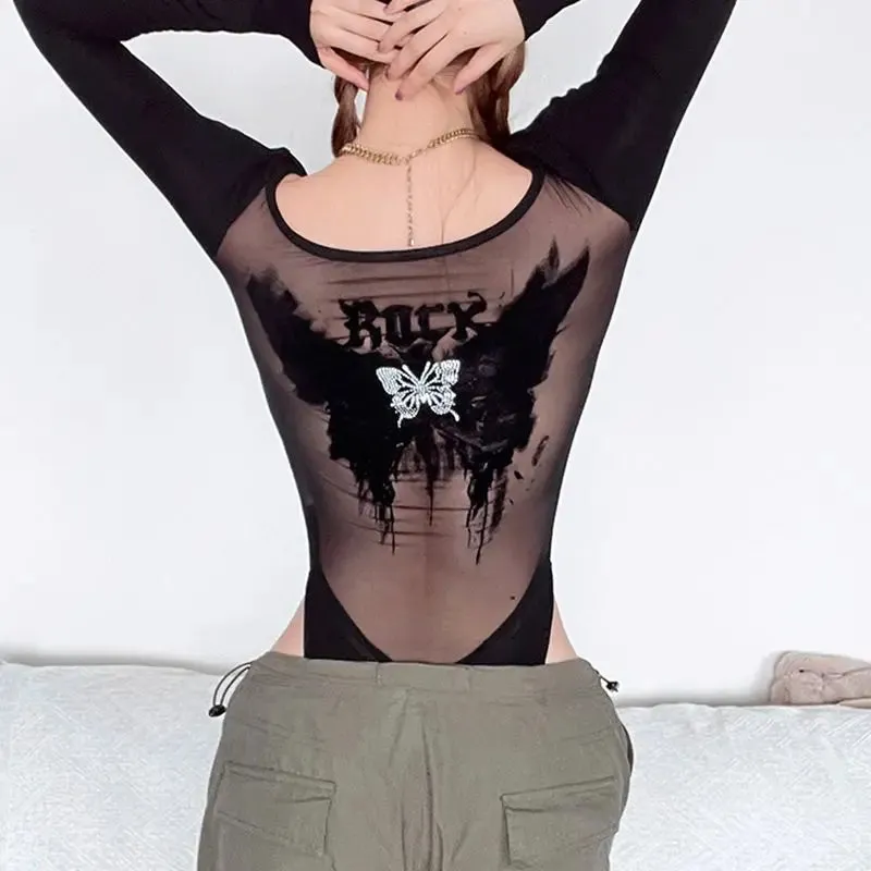 Black Butterfly Lace Bodysuit