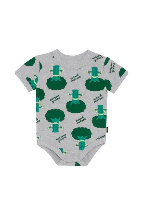 Bonds Roomies Short Sleeve Bodysuit - Eat Your Greens Grey Marle