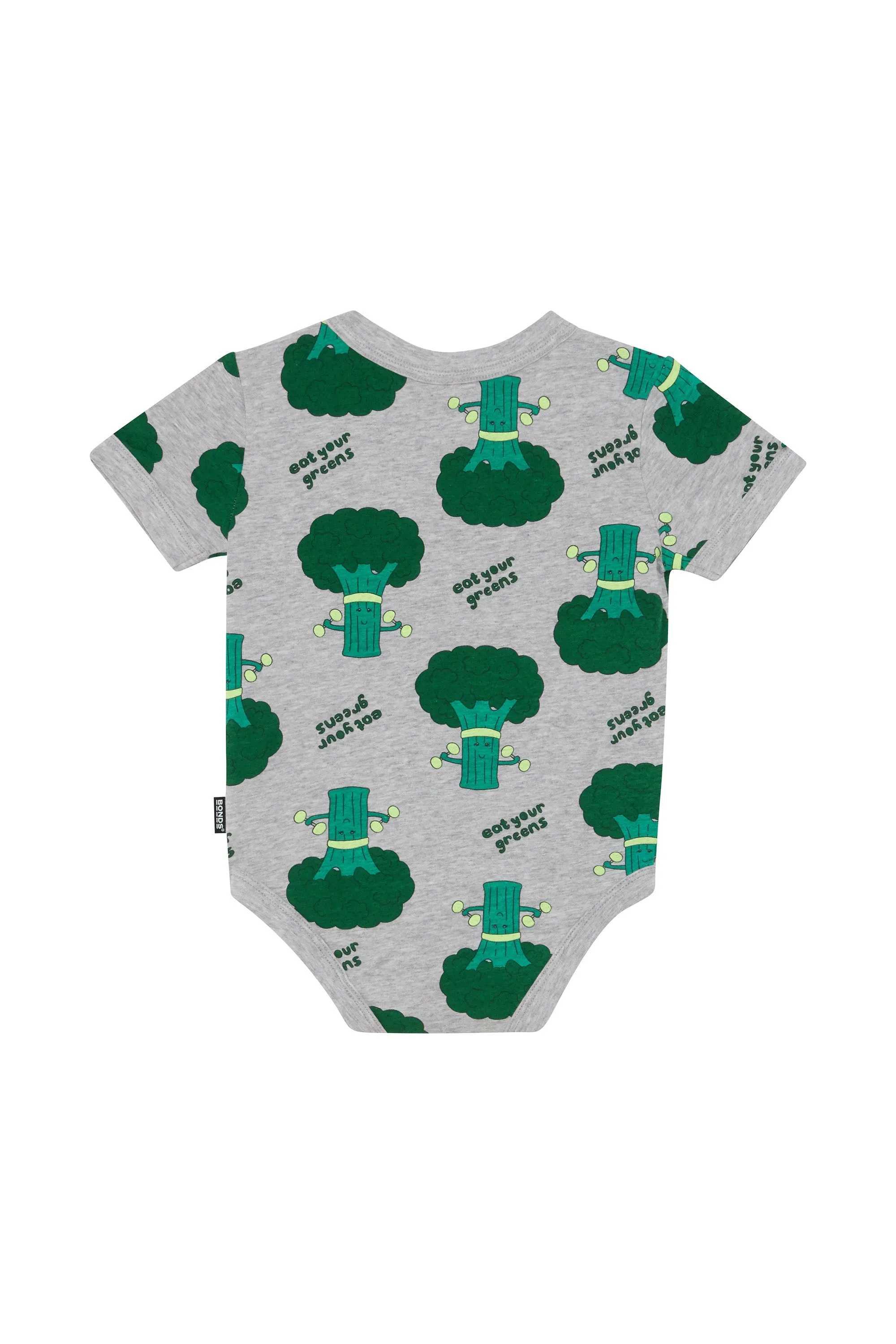 Bonds Roomies Short Sleeve Bodysuit - Eat Your Greens Grey Marle