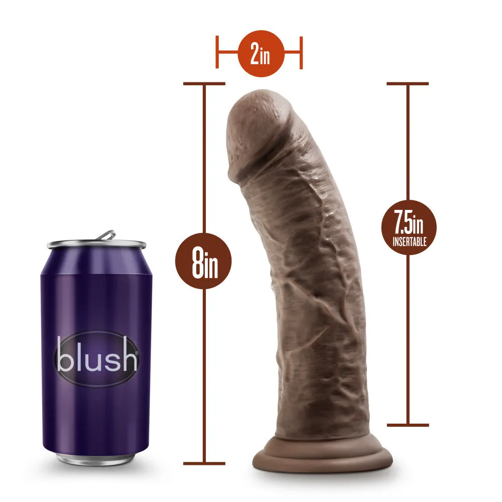 Dr. Skin Plus By Blush® | Realistic Chocolate 8-Inch Long Soft Yet Erect & Posable Dildo With Suction Cup Base
