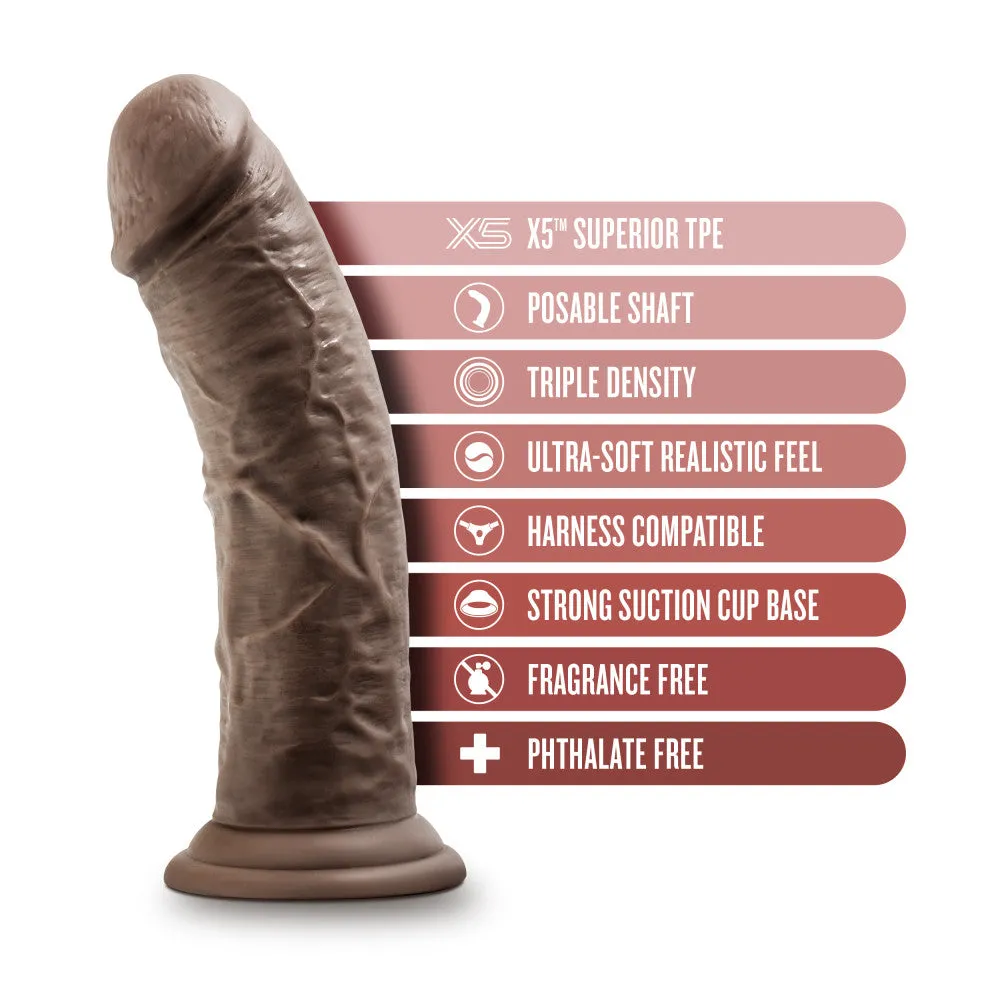Dr. Skin Plus By Blush® | Realistic Chocolate 8-Inch Long Soft Yet Erect & Posable Dildo With Suction Cup Base