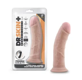 Dr. Skin Plus By Blush® | Realistic Vanilla 8-Inch Long Soft Yet Erect & Posable Dildo With Suction Cup Base