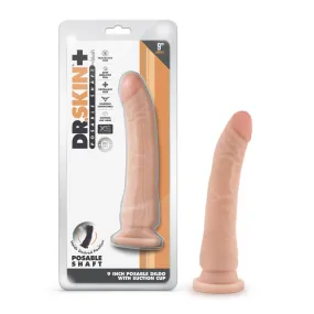 Dr. Skin Plus By Blush® | Realistic Vanilla 9-Inch Long Soft Yet Erect & Posable Dildo With Suction Cup Base