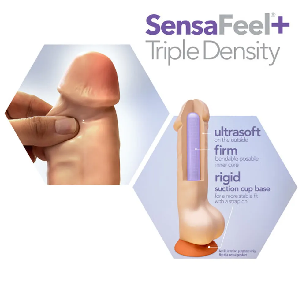 Dr. Skin Plus Thick 9 in. Triple Density Posable Dildo with Balls Beige