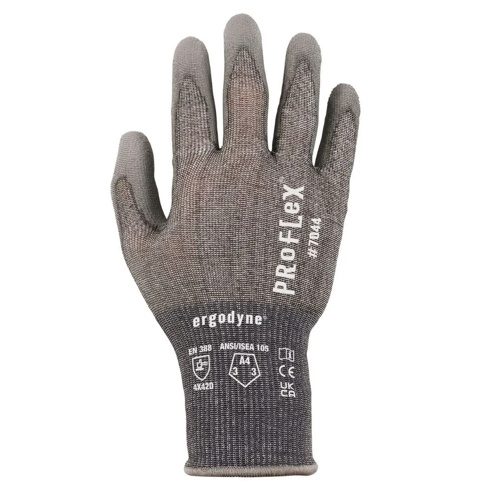Ergodyne 10484 #7044 12-pair L Gray ANSI A4 PU Coated CR Gloves