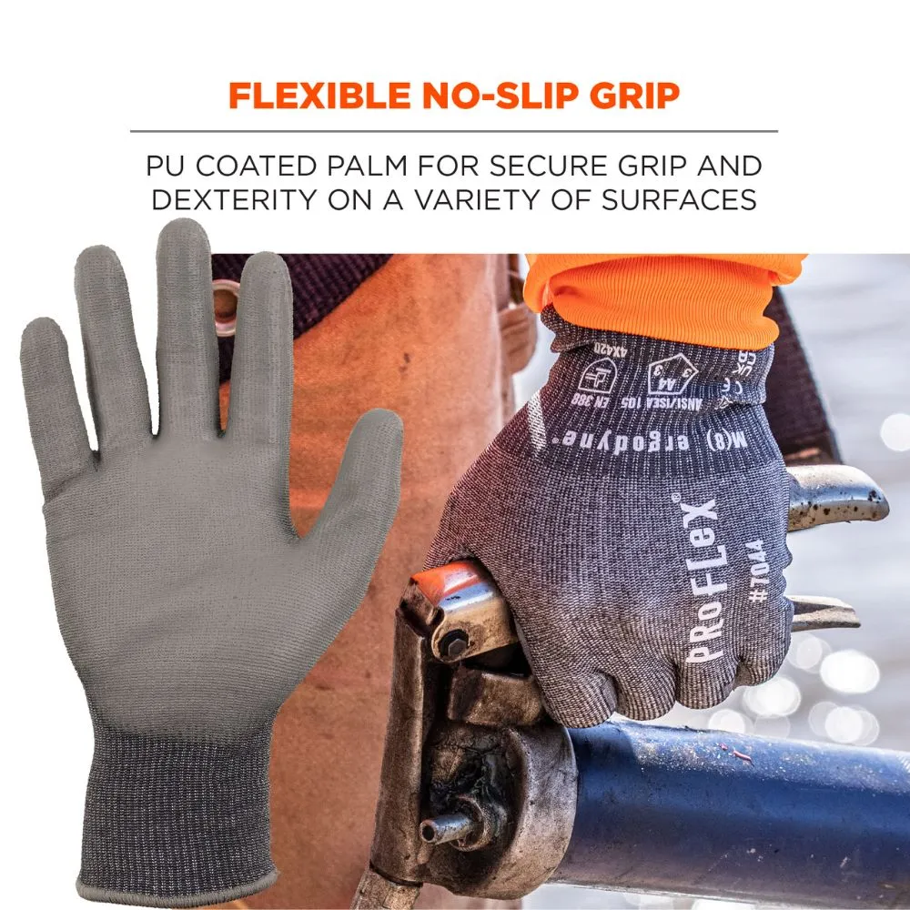 Ergodyne 10484 #7044 12-pair L Gray ANSI A4 PU Coated CR Gloves