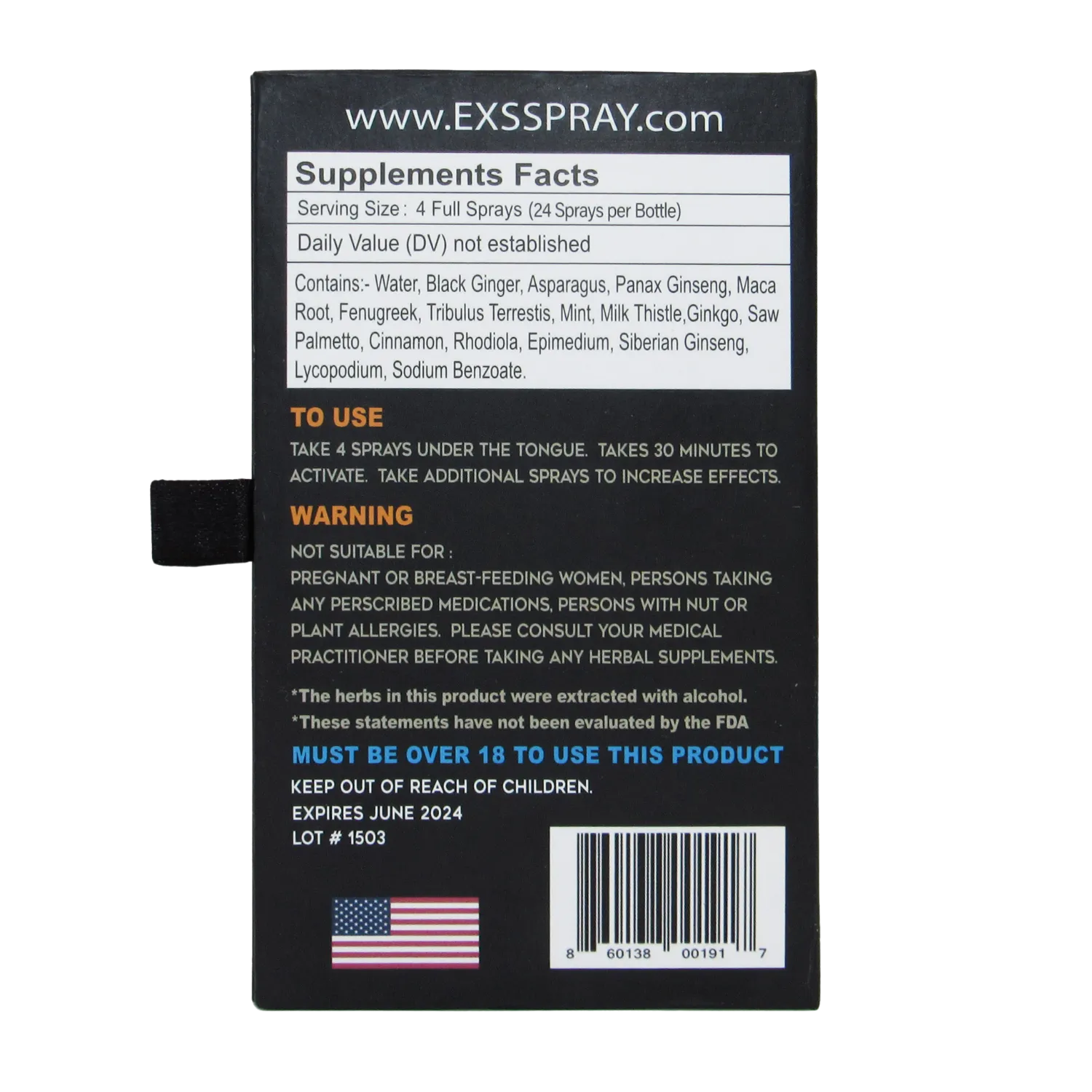 EXS Unisex Spray Herbal Supplement (1.5 ml)