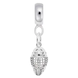 Goalie Mask Charm Dangle Bead In Sterling Silver
