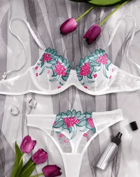 Green Lingerie Set Floral Mesh