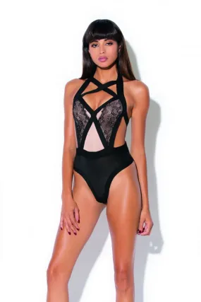 HAU1670 Hauty Multi strap lace overlay teddy