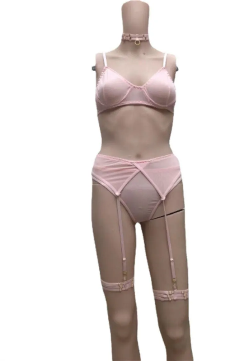 Ladies Mesh Lace Garter Belt Three Piece Set