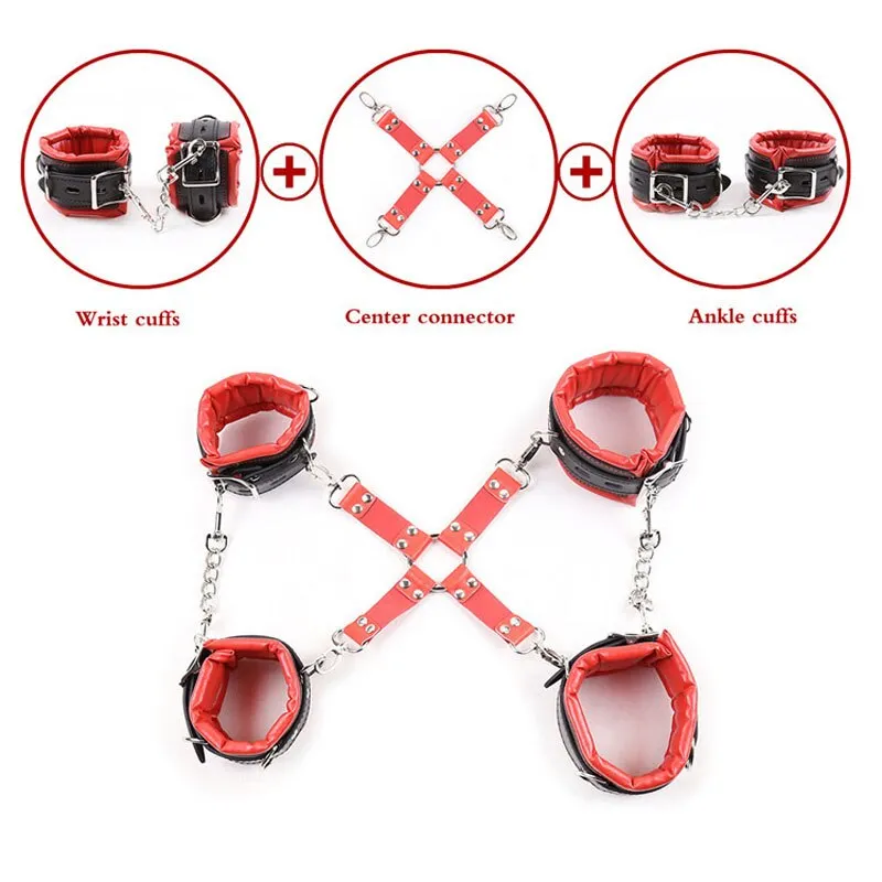 Leather Bondage Restraints Hand Ankle Cuffs