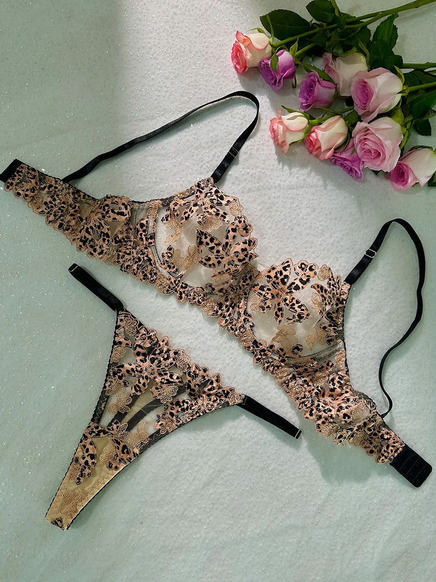 Leopard Flower Lingerie Set