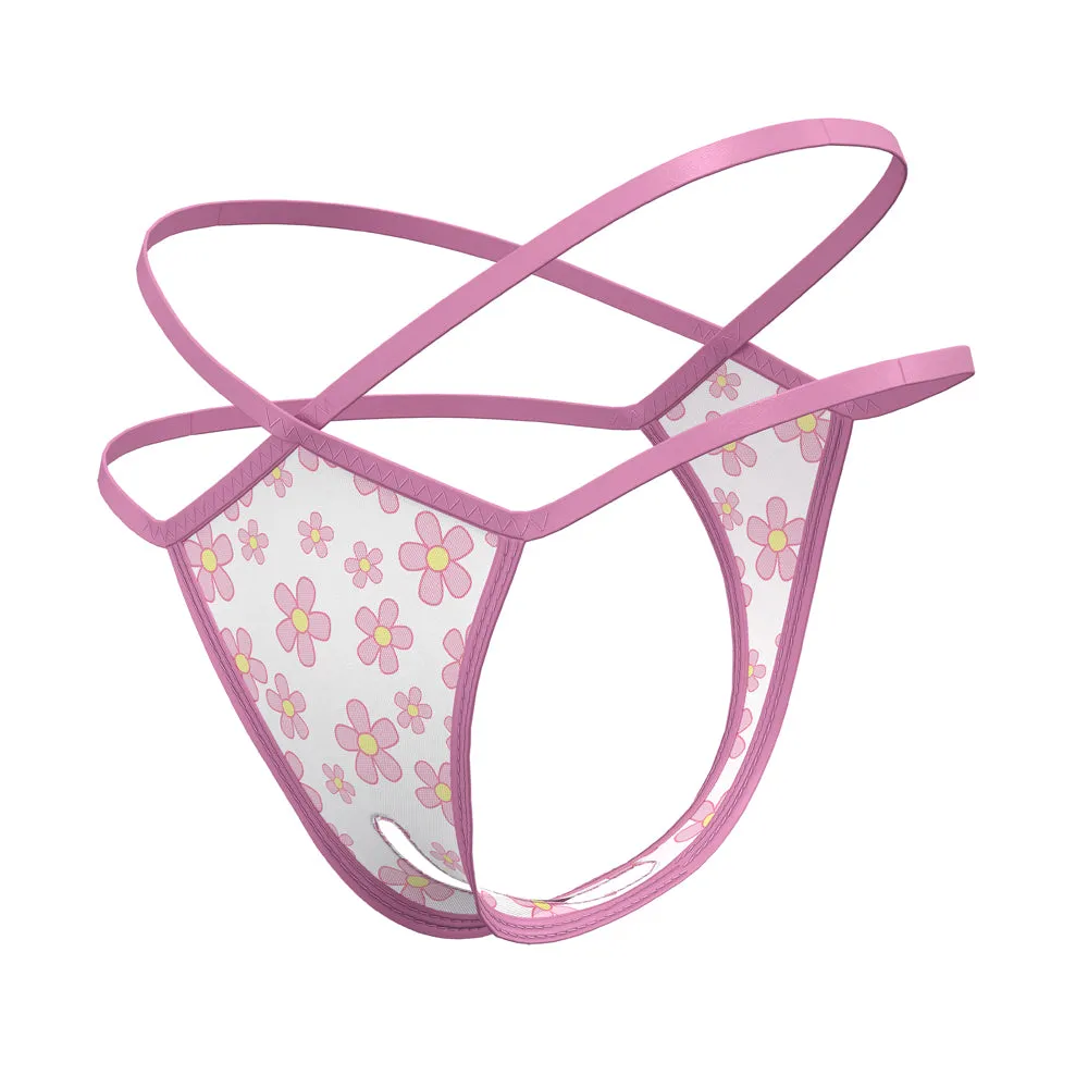 Magic Silk Daisy Split Crotch Thong Daisy Print Queen Size