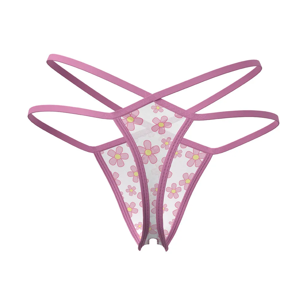 Magic Silk Daisy Split Crotch Thong Daisy Print Queen Size