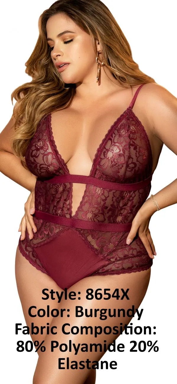 Mapale Curvy Size Bodysuit Color Burgundy