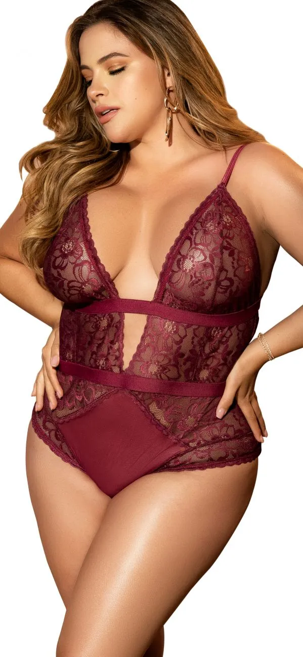 Mapale Curvy Size Bodysuit Color Burgundy