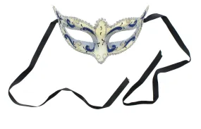 Mona Lisa Eye Costume Mask: Silver/Dark Blue