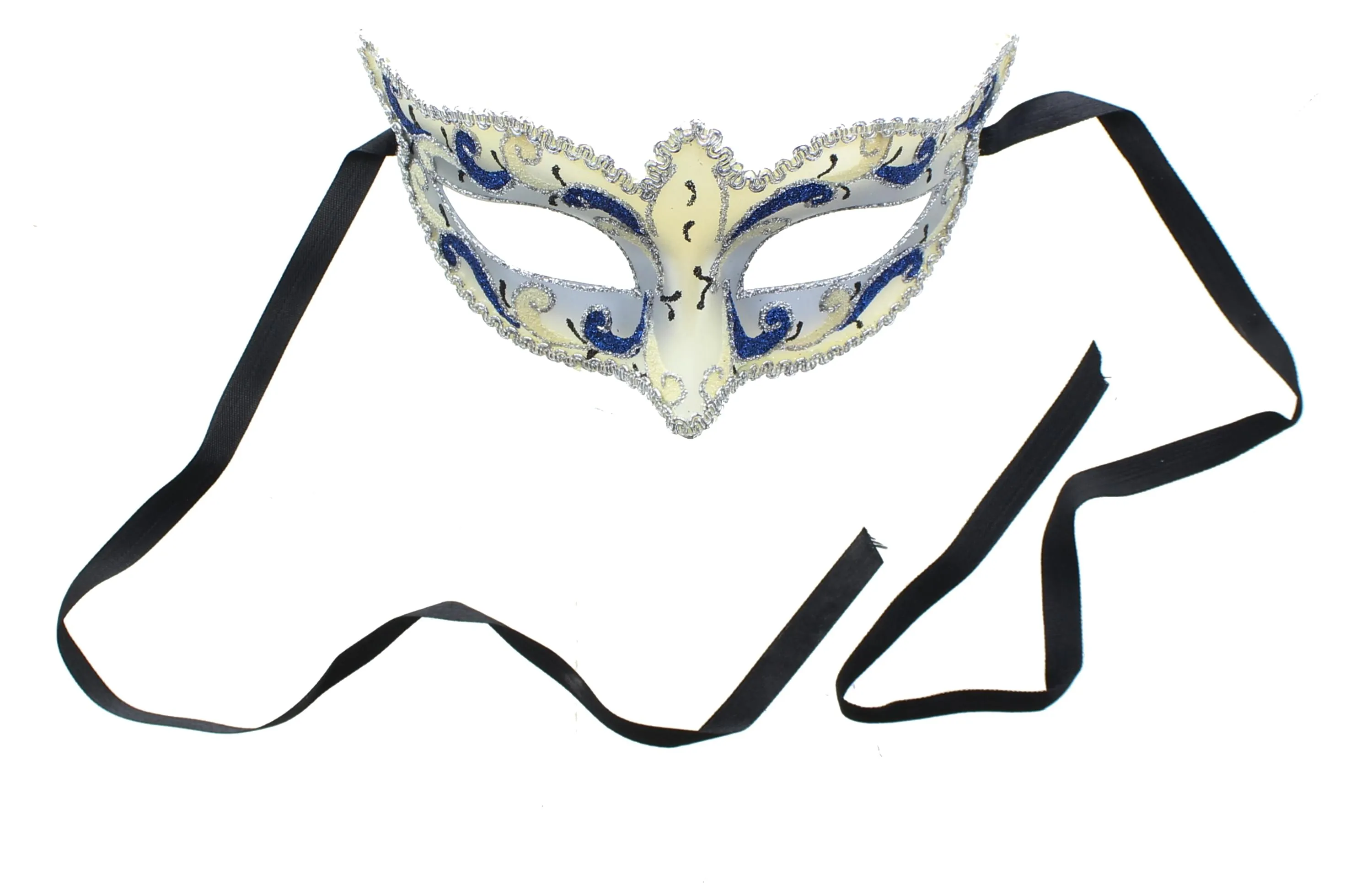 Mona Lisa Eye Costume Mask: Silver/Dark Blue