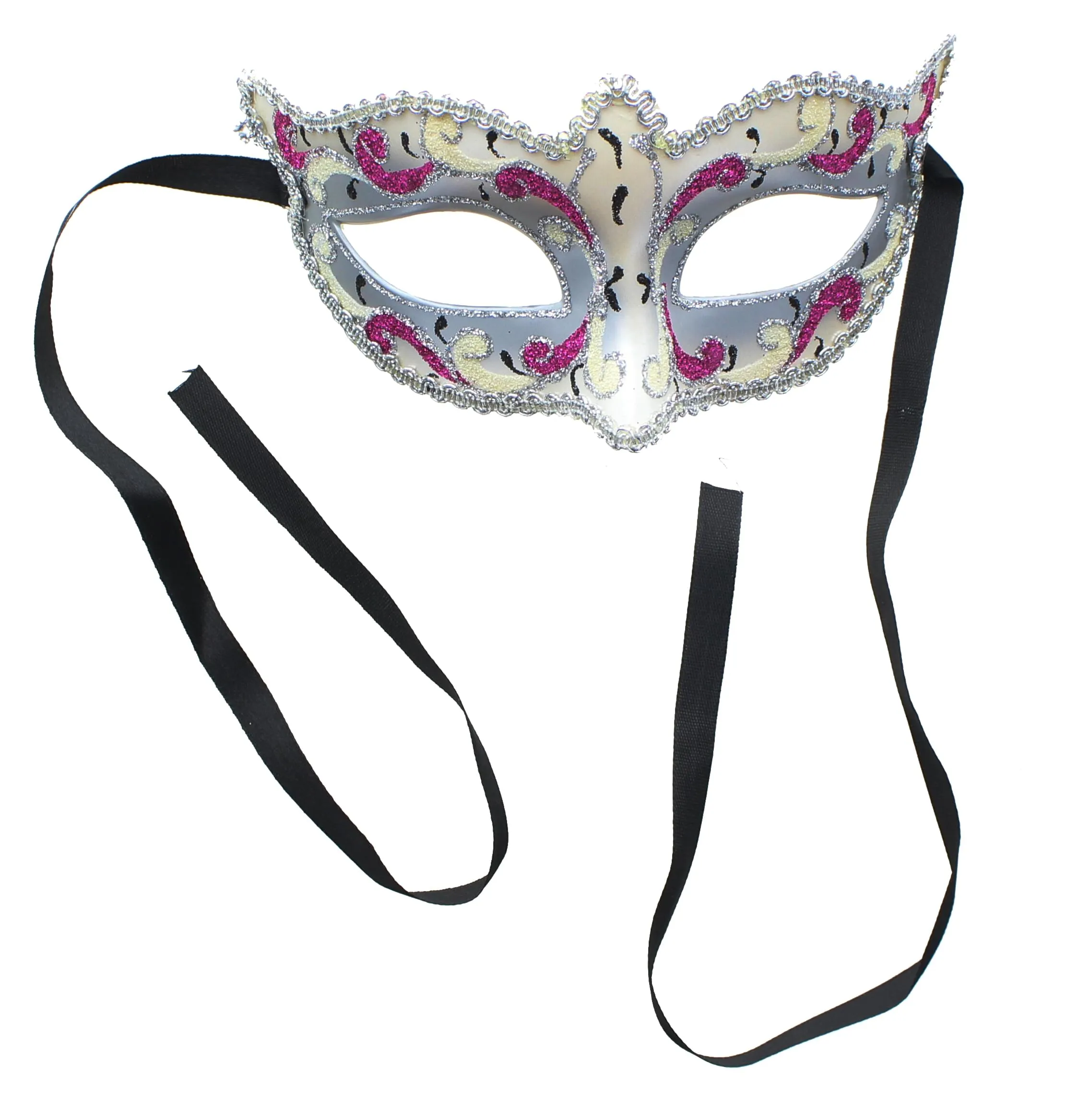 Mona Lisa Eye Costume Mask: Silver/Pink