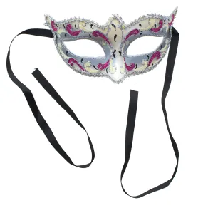 Mona Lisa Eye Costume Mask: Silver/Pink