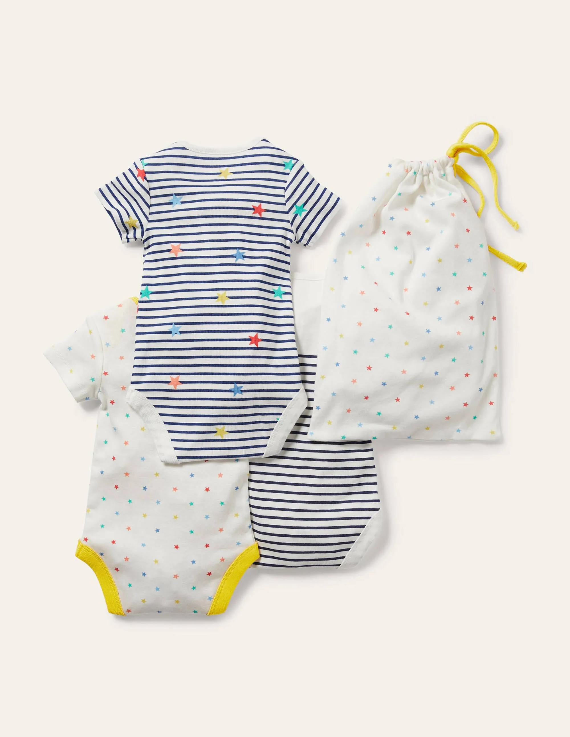 Organic 3 Pack Bodysuits-Multi Stars