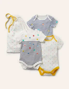 Organic 3 Pack Bodysuits-Multi Stars