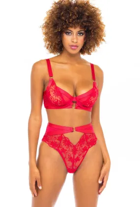 Red Lace 2 Piece Underwire Bra & Gstring Set
