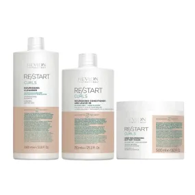 Revlon Professional RE/START Curls Nourishing Cleanser, Conditioner Leave-In & Buttery Mask Trio Large
