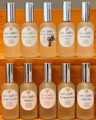 Room sprays perfect for freshening up linens, carpets both home, and auto