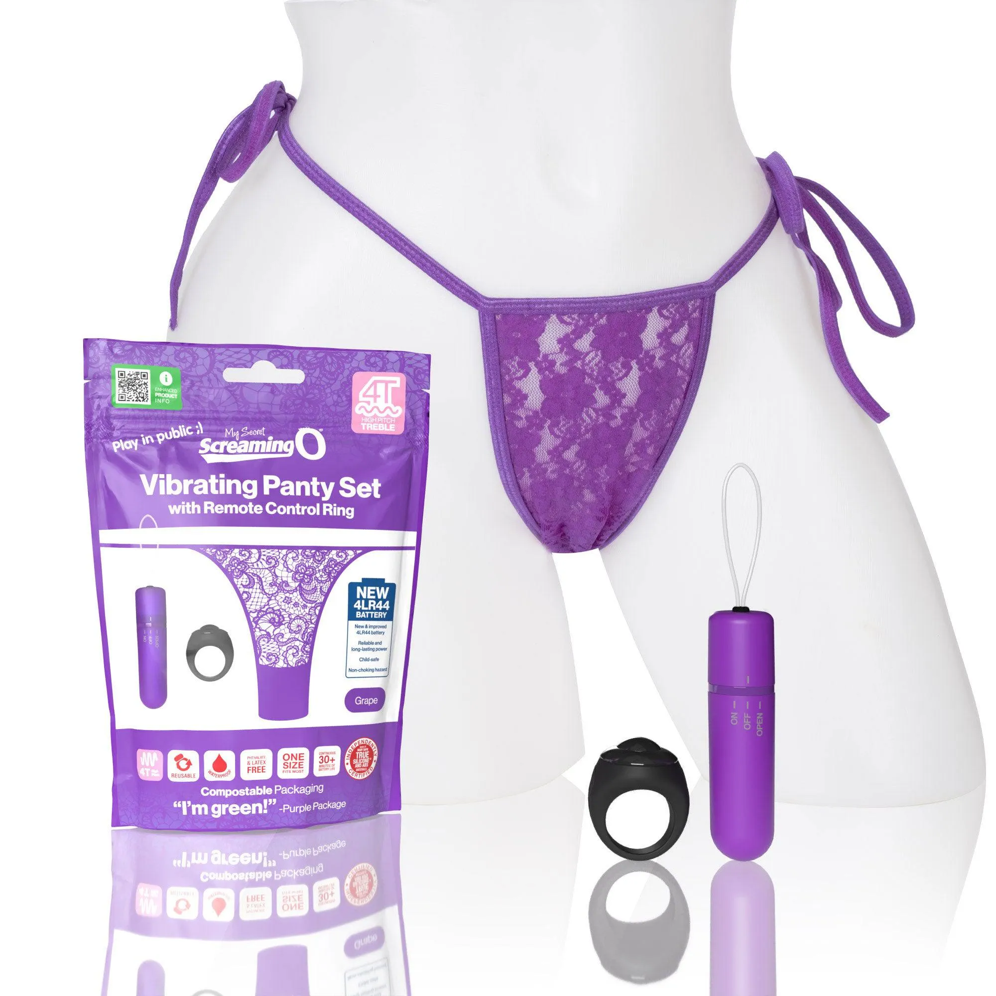 Screaming O 4T - Vibrating Panty Set With Remote Control Ring - Grape