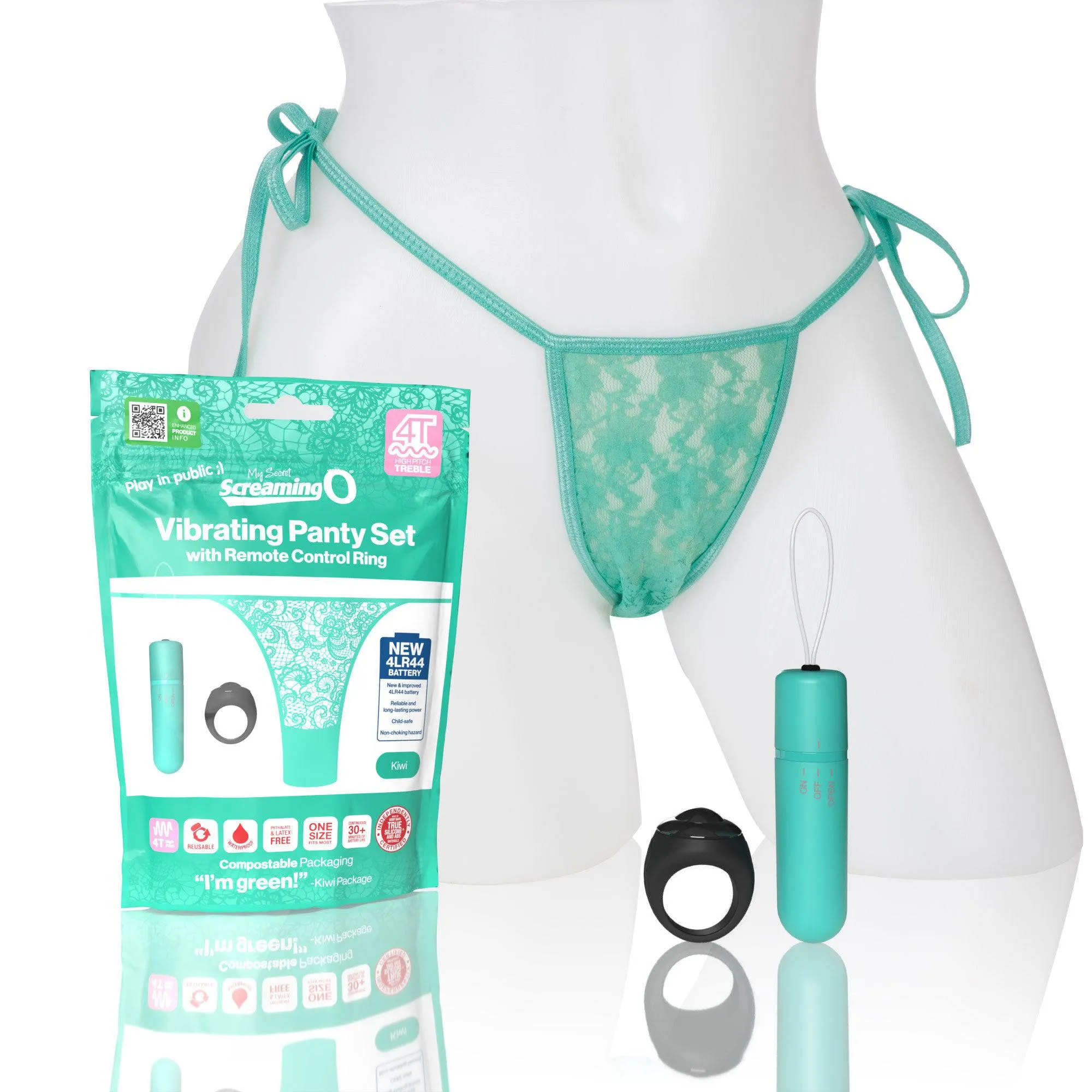 Screaming O 4T - Vibrating Panty Set With Remote Control Ring - Kiwi