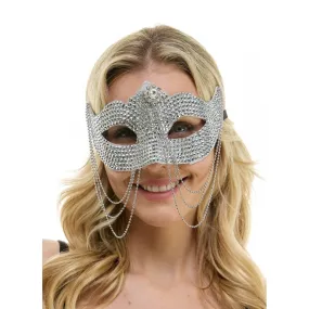 Silver Venetian Mask with Chains, 1 Count