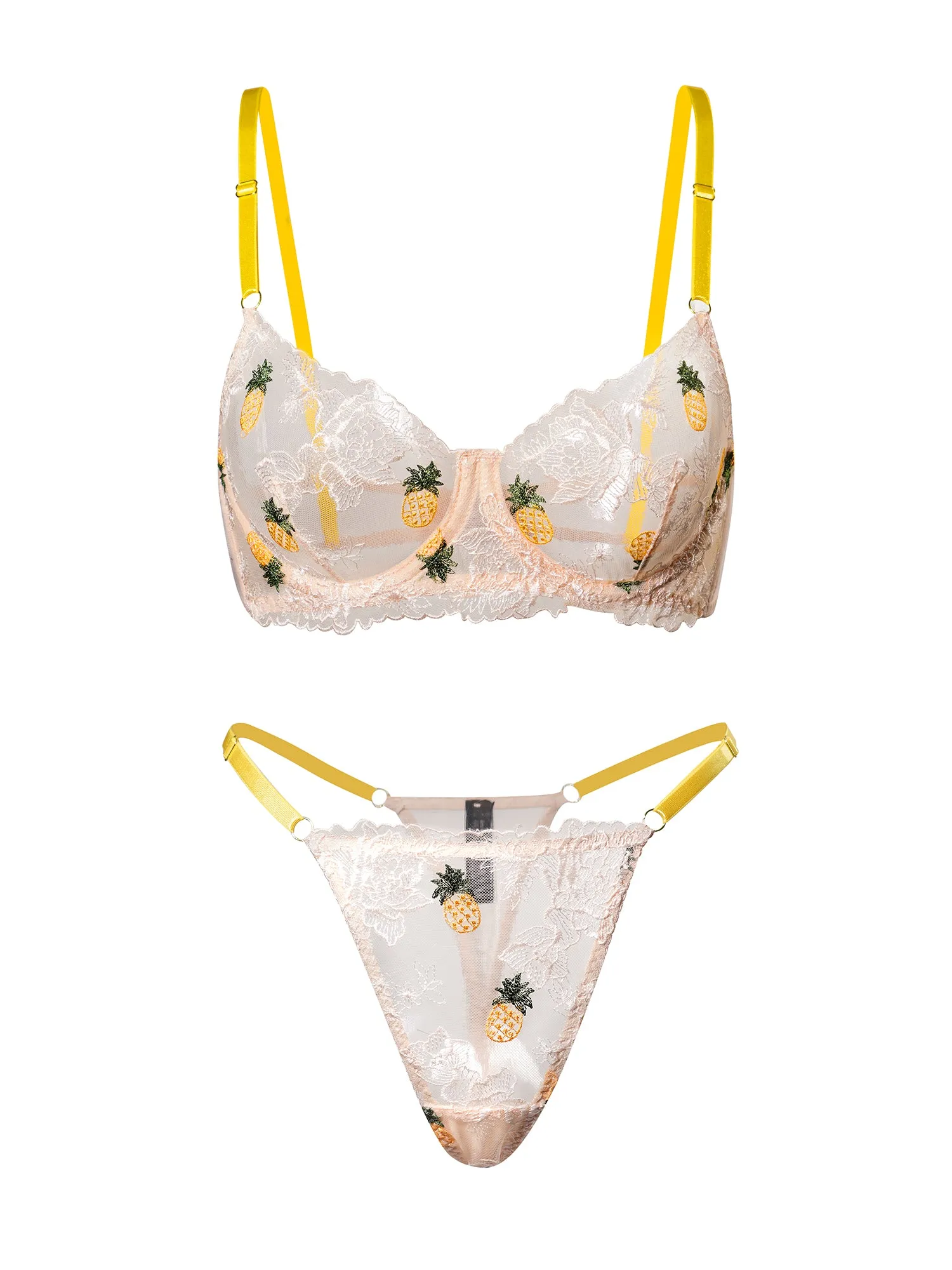 Yellow Pineapple Lingerie Set